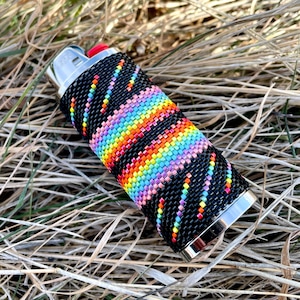 Pattern Download for Beaded Lighter Case, Even Count Tubular Peyote Stitch, Rainbow, Beaded Lightercase, Lightercase, Easy Beading Patterns