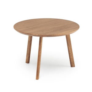 Solid Oak Round Coffee Table: Japandi Mid-Century Modern Design