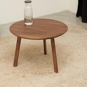 Handcrafted Oak Round Coffee Table: Japandi Scandinavian Modern