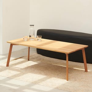 Solid Oak Coffee Table: Scandinavian, Mid Century Modern, Japandi Narrow Small Low Side Table