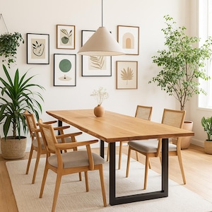 Dinning Table Top Solid Oak Top for Tables With Live Edge Mid-Century Wood Decor Solid Wood Worktop Desktops Wood Oak Tables Oak Furniture