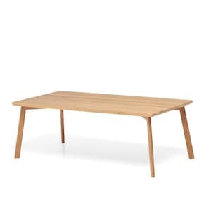 Solid Oak Coffee Table: Narrow Japandi Scandinavian Mid-Century Modern Style
