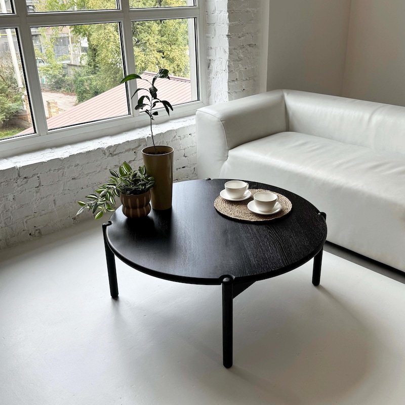 Round Coffee Table Black - Etsy