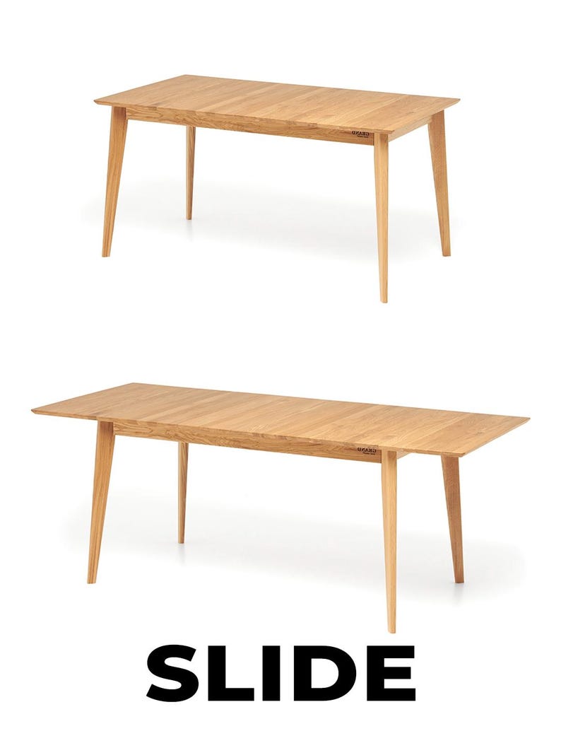 Solid Oak EXTENDABLE DINING TABLE: Scandinavian Mid-Century Modern Design image 18