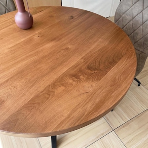Round Table Top, Solid Wood Tabletop, Dining Coffee & Desk Tops, Oak Wood Table Top, Wooden Countertop, 4 cm Table Tops, Rustic Table Top