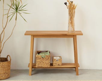 Oak CONSOLE TABLE: Narrow Entryway Modern Wooden Furniture