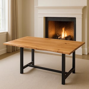 Wood Table Top White Oak Dinning Desk Tabletop With Live Edge Handmade Mid Century Wooden Oak Furniture Solid Wood Worktop Solid Oak Desktop