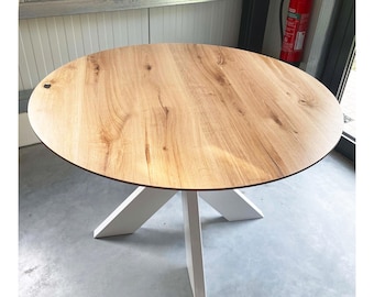 Solid Rustic Oak Round Table Top: Custom Wood Dining Countertop or Desk Tabletop