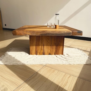 Reclaimed Wood Table Solid Aged Oak Furniture for Living Room  Rustic Square Coffee Tables from Reclaimed Oak Scandi Sustainable Furniture