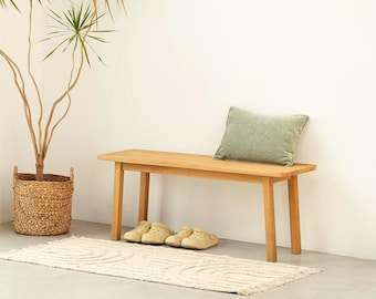 Solid Oak Skinny BENCH: Scandinavian small wood sitting furniture