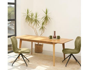 Solid Oak Dining Table: Mid-Century Modern Scandinavian Kitchen Wood table