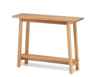 Solid Oak Narrow Console Entry Table: Modern Entryway, Hallway & Bedroom Skinny Wooden Furniture
