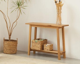 Oak CONSOLE TABLE: Narrow Entryway Modern Wooden Furniture