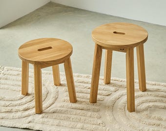 Modern WOODEN STOOL: Plant Stand, Step and Foot Stool, Solid Oak Side or Bedside Table