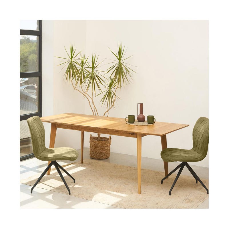 Solid Oak EXTENDABLE DINING TABLE: Scandinavian Mid-Century Modern Design image 1