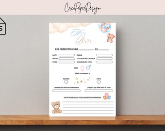 Prédictions de bébé à télécharger - Cartes de prédictions pour bébé imprimables - Jeu pour baby shower - Fête prénatale