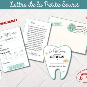 Lettre de la Petite Souris - Perte de Dent - Lettre personnalisée - Souvenirs d'enfance - Cadeau délicat & magique