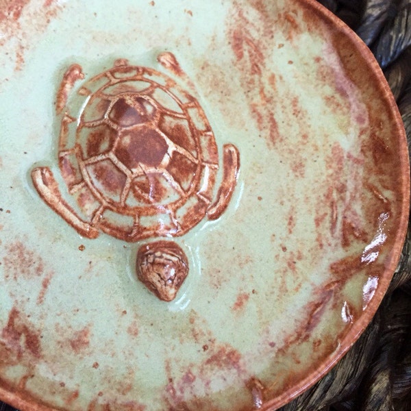Ceramic Sea Turtle Ring Dish Trinket Dish Decorative Pottery Plate Jewelry Holder