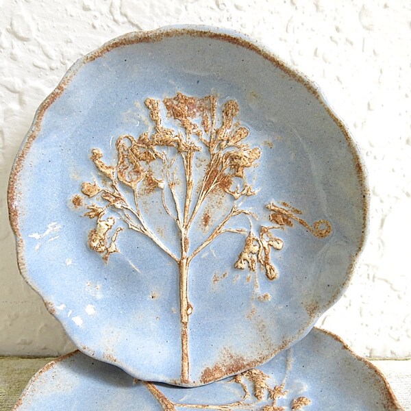 Porte-savon en céramique Tree of Life ou bijou plat avec jardin fleurs à la main poterie