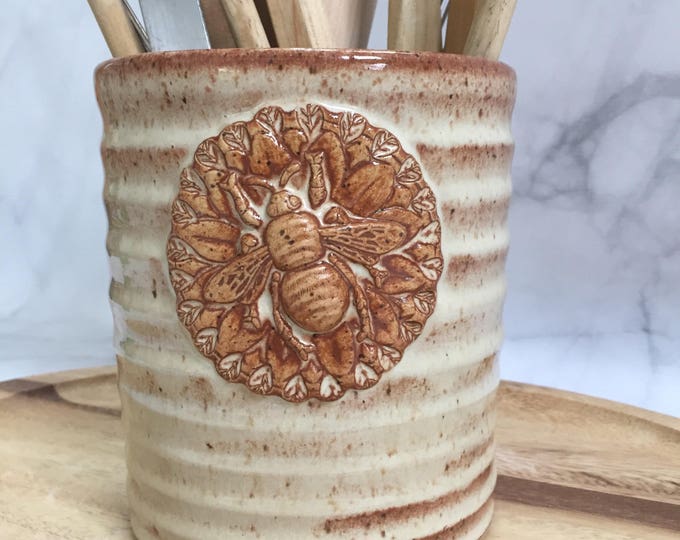 Ceramic Bee Utensil Holder Vase Kitchen Storage Etsy