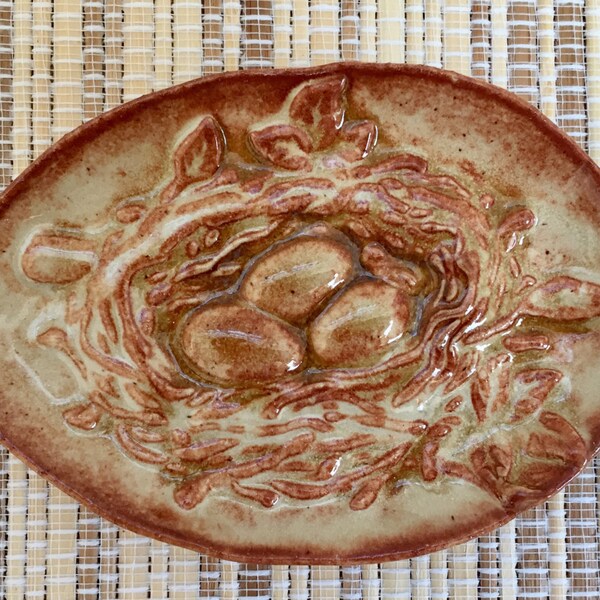 Ceramic Bird Nest Soap Dish or Trinket Dish Spring Easter Decor Handmade Pottery