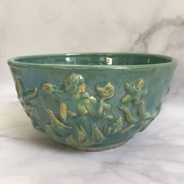 Ceramic Mermaid Bowl - Handmade Pottery - Mermaid - Large Ceramic Serving Bowl