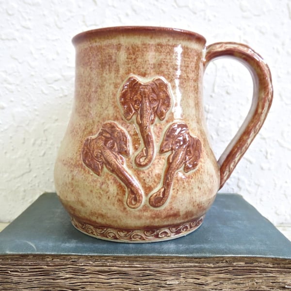 Tasse à café tasse en céramique 13oz roue levée la tête éléphant en céramique
