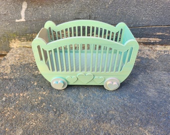 STL print file miniature baby cot, dolls house bed