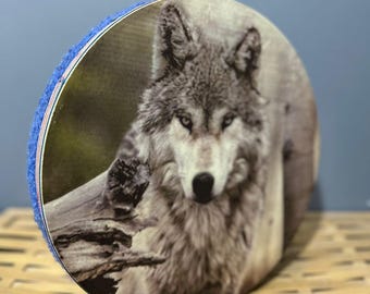 13-Inch Wolf Pattern Ocean Drum – Handcrafted Ocean Sound Instrument, Meditation & Sound Healing Tool