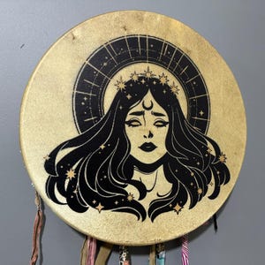 18-Inch Traditional Shamanic Drum – Woman Design, Meditation Drum, Ritual Instrument