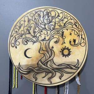 18-Inch Tree of Life Shamanic Drum | Traditional Shaman Drum | Meditation & Ritual Instrument | Handcrafted Spiritual Drum, Shamanic Journey