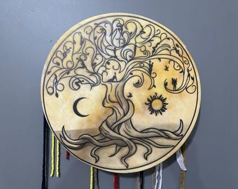 18-Zoll-Baum des Lebens Schamanentrommel | Traditionelle Schamanentrommel Meditations- & Ritual-Instrument | Handgefertigte Trommel, eine spirituelle Reise