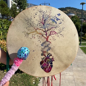 23-Inch Traditional Shamanic Drum - Gaia Meditation Drum for Spiritual Healing and Sound Therapy