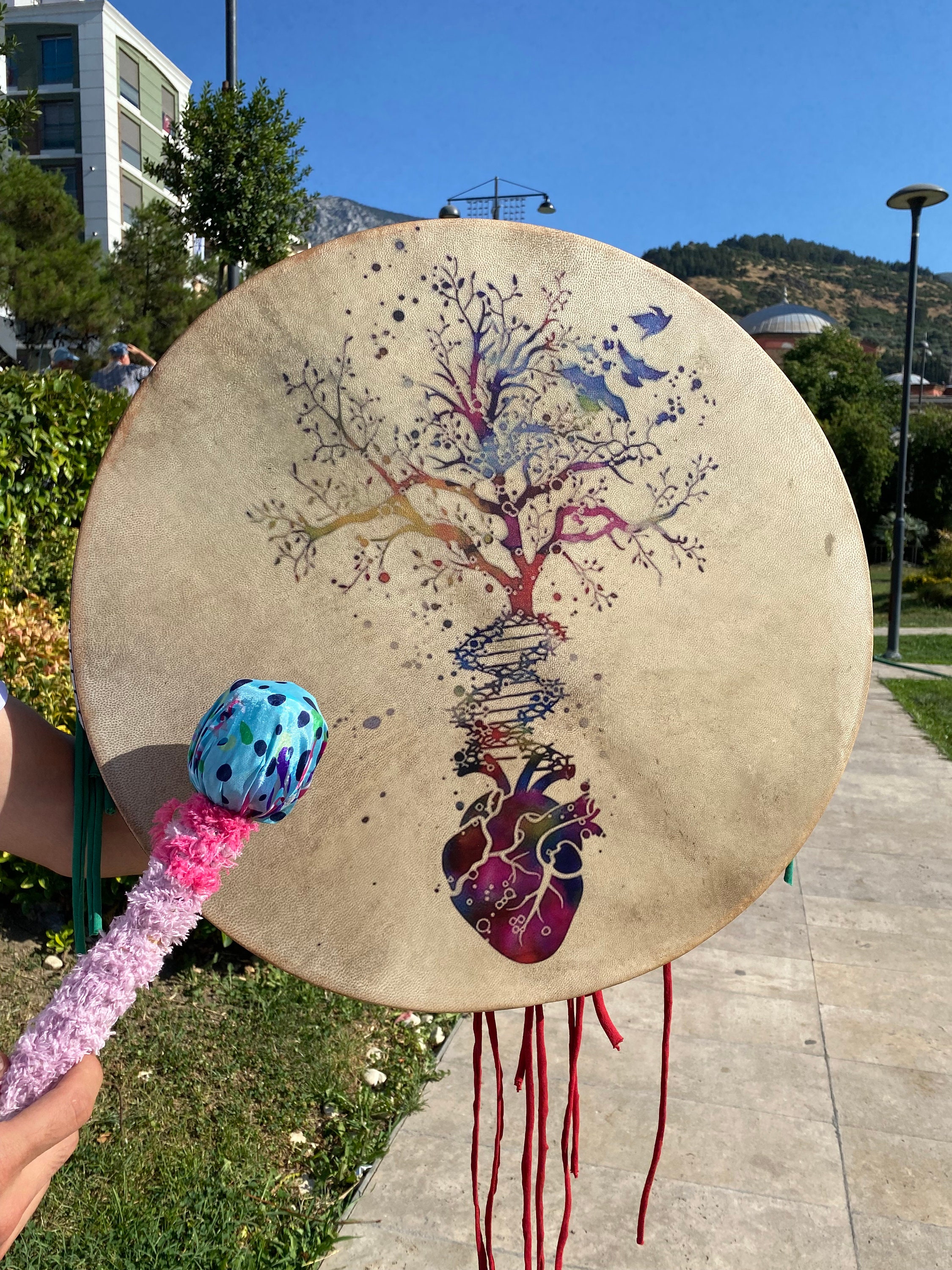 23-Inch Traditional Shamanic Drum - Gaia Meditation Drum for Spiritual Healing and Sound Therapy