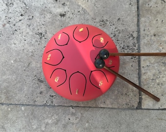 Pink Steel Tongue Drum 6&quot; | 8 Note Hand Percussion Instrument | Meditation Drum | Healing Sound Drum | Gift for Music Lovers