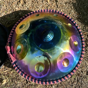 22-Inch 432Hz Traditional Handpan - Multicolored 9-Note D Minor Steel Drum with Bag Gift