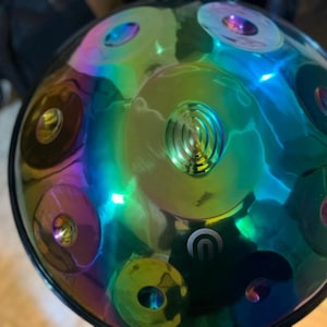9-Note Titanium Handpan | 432Hz D Minor Kurd Makam Multicolored Meditation Drum + Bag
