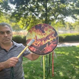 17&quot; Vegan Shamanic Drum – Handcrafted Plant-Based Frame Drum – Traditional Sound Healing Instrument – Ethical Ritual Drum – Animal-Free