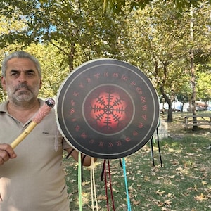 18-Inch Traditional Shamanic Ritual Drum - Woman Drum | Meditation Drum | Handcrafted Spiritual Instrument