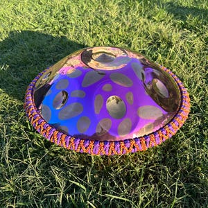 22&quot; 432Hz D Minor Multicolor Handpan - 9 Note Stainless Steel Meditation Instrument with Bag Gift