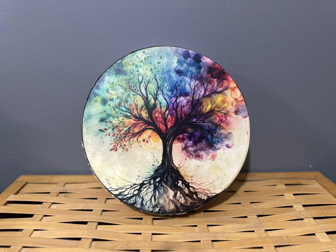 18-inch Vegan Traditional Ocean Drum | Colorful Wooden Meditation Drum ...