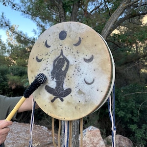 18-Inch Traditional Shamanic Ritual Drum - Woman Drum | Meditation Drum | Handcrafted Spiritual Instrument