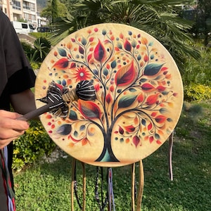 18-Inch Tree of Life Shamanic Drum | Traditional Meditation Drum | Handcrafted Spiritual Instrument