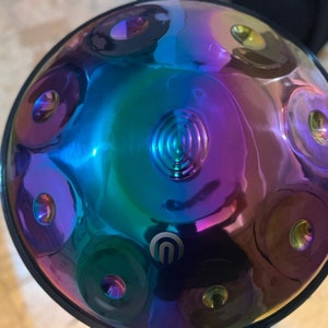 432Hz D Minor Kurd Makam Titanium Handpan | 9-Note Multicolored Meditation Drum with Gift Bag