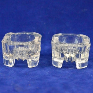 Vintage Set of Two Beautiful Pressed Glass Salt Dips or Salt Cellars – Octagon Footed  – Clear Pressed Glass