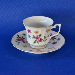 Vintage Footed Floral China Footed Tea Cup & Saucer