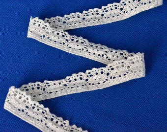 5 Yards of Cream Cotton Cluny Lace Trim 1 Inch Wide - Scalloped Bottom Edge