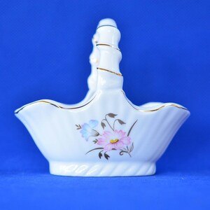 Bone China Brides Basket Trinket Dish with Floral Design - Vintage Shabby Chic Jewelry Dish - Candy or Nut Dish - Vintage Home Decor