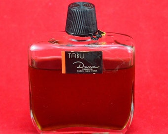 Vintage Tabu Dana Eau de Cologne Perfume Bottle - 2 Fl Oz 80% Full - Toronto, Pairs, New York - Blended in Canada- Dana Perfumes Limited