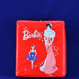 Vintage Mattel Enchanted Evening Ponytail Barbie Storage Case - Red Carry Case Doll Trunk - Vinyl Doll Travel Trunk - 1962